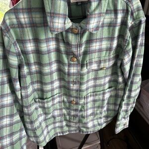 American Eagle Outfitters Blue and Green Plaid Shirt